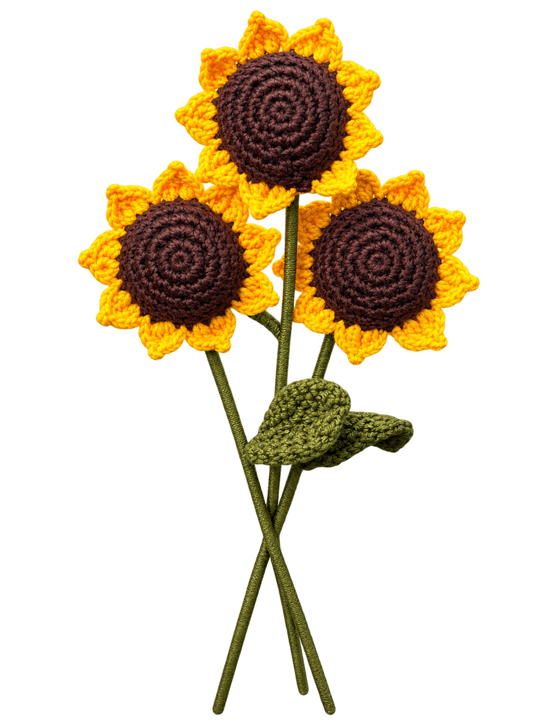Crochet sunflower 3 pcs